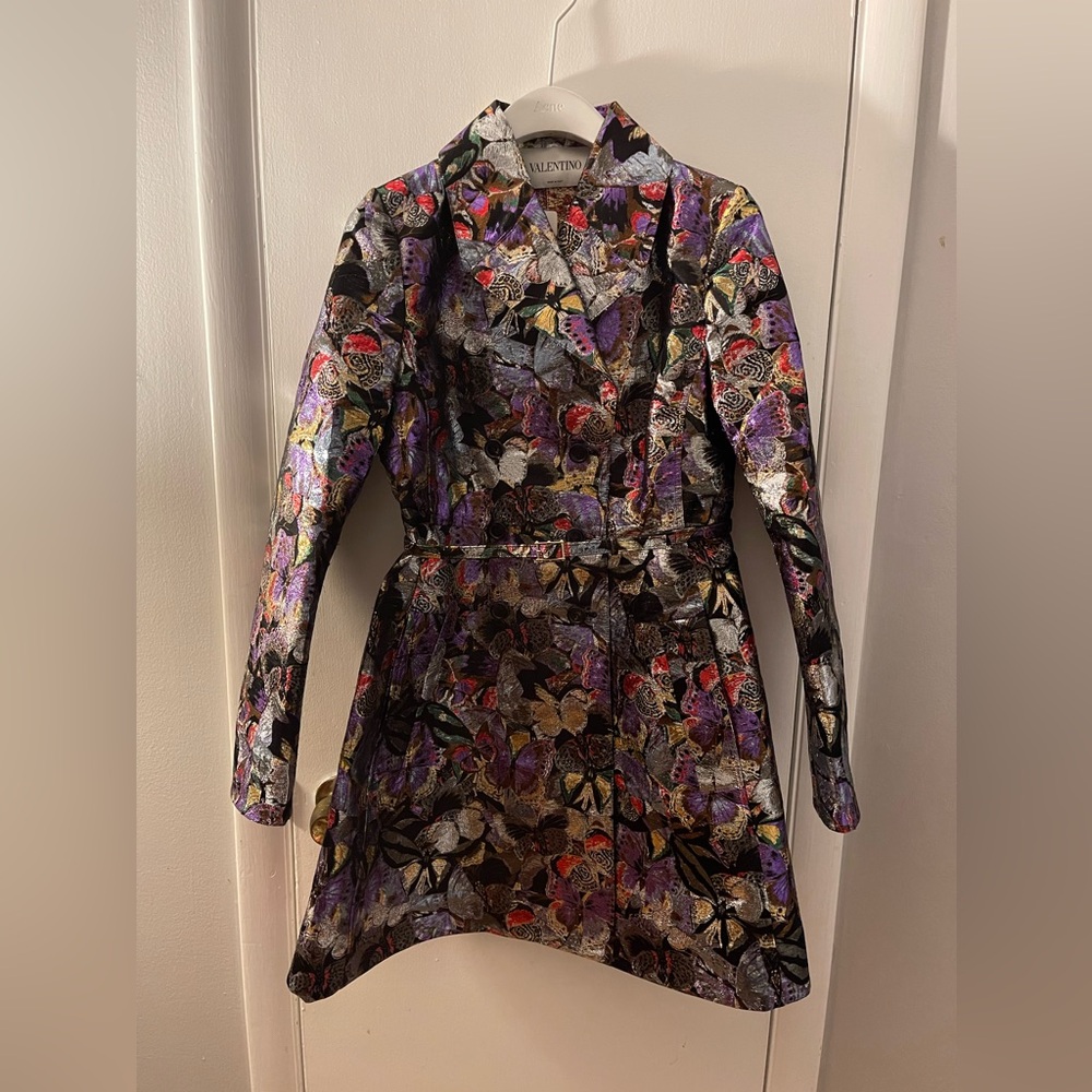 Valentino Metallic Multicolored Butterfly Coat